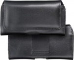OEM Sk&oacute;rzana uniwersalna kabura pozioma do paska - ROYAL / czarny - Rozmiar 2XL - do SAMSUNG A21s / S20 ULTRA / S21 ULTRA / A70 / A71 / XIAOMI REDMI 9 / HUAWEI P SMART PRO