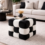 Pufas Patchwork, juodas/baltas