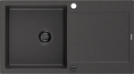 Mexen Leo granito plautuvė vienos kameros su nusausikliu 900 x 500 mm, juoda dėmėta, juodas sifonas - 6501901010-76-B, 900 x 500 x 190 mm