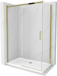 Du&scaron;o kabina Mexen Omega su padėklu ir sifonu, Gold+White/Gold, 140 x 70 cm