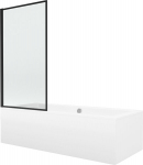 Mexen Cube stačiakampė vonia 170 x 80 cm su apdaila ir vieno sparno pertvara 80 cm, juodas ra&scaron;tas - 550517080X9308017070
