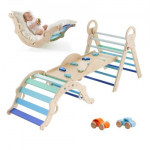 Laipiojimo žaislų rinkinys 9-in-1 Montessori vidaus, 1950x598x745 mm, mėlynas, masyvi mediena