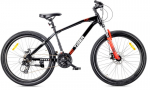 Kalnų dviratis MTB 26 colių Tiger Bike, Shimano 21 pavara, amortizatorius, plačios padangos, lengvas rėmas, bekelės dviratis, juodas-raudonas