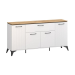 Komoda Velutto 4D1S, 175x43.5x86.2 cm, balta/ruda