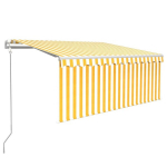 Markizė su uždanga/LED/vėjo jutikliu vidaXL, 3,5x2,5 m, geltona