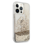 Guess TPU Big 4G Liquid Glitter Gold Case, skirtas iPhone 13 Pro Max, auksinis