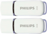 2x &bdquo;philips Snow&ldquo; Usb 2.0 atmintinė, 32gb, balta
