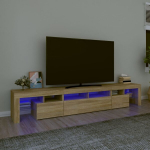 Televizoriaus spintelė su led ap&scaron;vietimu, ąžuolo, 230 x 36,5 x 40 cm
