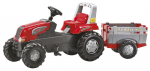 Minamas pedalais traktorius su priekaba Rolly Toys Junior RT, raudonas