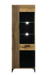 Pastatoma vitrina Liveo ARIS AS8, de&scaron;ininė, su led ap&scaron;vietimu, ruda/juoda