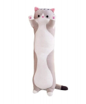 Pliu&scaron;inis žaislas-pagalvė Happy People Katinas, 90 cm, pilkas