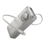 Atsarginis maitinimo &scaron;altinis ("Power Bank") Akumuliatorius 10 000 mAh, 30 W, integruotas C tipo laidas - Baseus Free2Pull (P10073701843-00) - Pilka