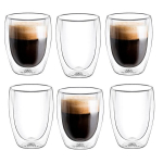 Termo stiklinė dvigubom sienelėm Wilmax, 250 ml, 6 vnt.