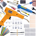 Plastiko litavimo rinkinys Rosfix Blue Kong RBK120W &ndash; Temperatūros reguliavimas 200&ndash;600&deg;C, Komplektas su 1200 kabučių, Galia 120W