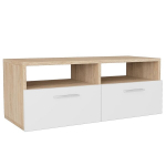TV spintelė，TV staliukas，Televizoriaus spintelė, ąžuolo/balta, 95x35x36cm, mediena CFE87486