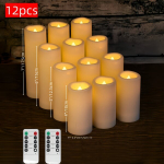 Bekvapės LED žvakės su pulteliu, 12 vienetų rinkinys (10,16 cm12,7 cm15,24 cm17,78 cm X 3 vnt.)
