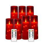 LED žvakės su &scaron;vieselių girlianda,  Raudona (D5,84*12,7 cm12,7 cm15,24 cm15,24 cm17,78 cm17,78 cm17,78 cm)