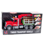 Medienos sunkvežimis su kranu Jin Jia Toys 1:14, raudonas