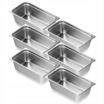 Vevor Gastronominiai indai 6 vnt. nerūdijančio plieno 530x327x150mm