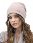 Vivisence Moterų kepurė Beanie, žiema, i&scaron; &scaron;iltų vilnos verpalų, klasikinis rudens, žiemos kepurė, jaukus, puikiai tinka, trys klostės ant nugaros, vidinis pamu&scaron;alas, papildomas komfortas, vienas dydis, pudros rožinė, Vienas dydis