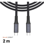 FIXE Multimedijos kabelis USB-C/USB-C USB4 gen2 20Gbps PD 3.1 240W 4K@60Hz 2m pintas pilkos spalvos