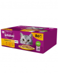Whiskas Adult su vi&scaron;tiena, antiena, pauk&scaron;tiena, kalakutiena suaugusioms katėms, 80x85 g