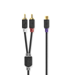Garso kabelis - NEDIS - RCA (M) į RCA (F) - 20 cm - Auksu dengtas jungtis