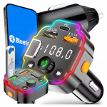 Bluetooth audio fm mp3 bt transmiteris su greitu 3x usb rgb qc 3.1 20w įkrovikliu