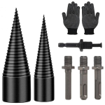 Malkų skaldytuvas 42 mm + 32 mm su 4 grąžtų rankenomis, kūginis skaldytuvas, malkų skaldytuvas, malkų skaldytuvas, malkų grąžto sraigtas, kūginė mediena, malkų grąžtas, kūginis skaldytuvas, spiralinis grąžtas, malkų skaldytuvas 32 mm +