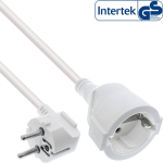 InLine&reg; Strom-Verl&auml;ngerung Schutzkontakt Stecker gewinkelt / Buchse, wei&szlig;, 1m