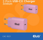 Club3D Lifestyle Ladeger&auml;t USB-C 30Watt, 2Stk pink retail