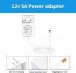 Shineburky 12 V 5 A 60 W Led juostos maitinimo &scaron;altinis, Led juostos kintamosios srovės adapteris nuo 100&ndash;240 V iki nuolatinės srovės 12 V standartinis Es ki&scaron;tukas, skirtas Led juostai, radijui, mar&scaron;rutizatoriui, Cctv kamerai (5,5 mm x 2,1 mm)