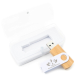 USB laikmena Pendrive 64 Gb Usb 3.0 su graviravimu Komunijai, medinis dėklas