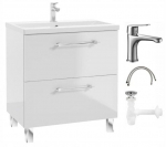 Vonios spintelė su praustuvu, čiaupu ir sifonu komplektas DomoDomo Cassandra, baltas, 80x40