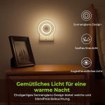 Auvon sun-glow naktinė lemputė su judesio davikliu, 2 vnt., &scaron;iltai balta led naktinė lemputė su 1&ndash;50 lm, reguliuojamas ry&scaron;kumas vaikams, miegamajam, koridoriui, virtuvei