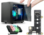 Electrocookie Mini Pc dėklas, skirtas Raspberry Pi 5 su M.2 Nvme Ssd Pcie Hat ir aktyviu Rgb ap&scaron;vietimo au&scaron;intuvu (juodas dėklas + M.2-hat[x1001])