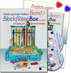 Recorder Box Volume 1 su 2 Cd ir akompanimentu fortepijonui &ndash; sopraninės fleitos mokymas vaikams, Daniel Hellbach &ndash; pataisytas ir patobulintas naujas leidimas &ndash; 2 x &scaron;irdelės formos natų segtukai