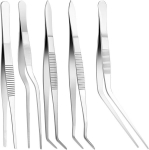 Jjunw 5 dalių virtuvinių žnyplių rinkinys, nerūdijančio plieno žnyplės kepsninei, virtuvės įrankiai, lenktos žnyplės remontui, kepimui, grilinimui