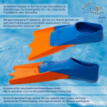 Flipper Swimsafe Ducki Fins 1112 plaukimo pelekai vaikams mėlyna/oranžinė, dydis 24-26, natūralios gumos ančių pėdos, plaukimo priemonė nerūpestingam plaukiojimui ir maudynių malonumui