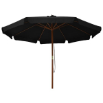 Lauko skėtis nuo saulės su mediniu stulpu, juodas, 330cm CFE2686151