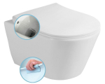 AVVA CLEANWASH Pakabinamas unitazas su bidė funkcija, be kra&scaron;tų Rimless, 35,5x53 cm ir SLIM Soft Close sėdynė, baltas
