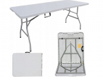 Sulankstomas sodo stalas&ndash;lagaminas NELINO, 180 x 74 x 74 cm, baltas, plastikinis, 8 asmenims