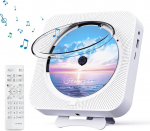 Ne&scaron;iojamas CD grotuvas su Bluetooth ir nuotolinio valdymo pultu, baltas