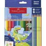 &Scaron;e&scaron;iabriaunės kreidelės Dinozauras 18+6col + lipdukai - Faber Castell