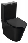 Kompakti&scaron;kas Bellamonte Premium unitazas be apvado, vertikalus/horizontalus nuleidimas + SLIM Soft Close sėdynė, juodos spalvos