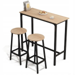 Baras: virtuvės stalas + 2 taburetės, modernus pramoninis loft stilius
