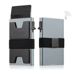 Minimalistinė aliuminio kortelių piniginė su i&scaron;&scaron;okančiuoju mechanizmu, RFID ir NFC apsauga LIVMAN 151S