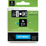 dymo originalios juostos kasetė, dymo, 45021, s0720610, balta spauda/juodas pagrindas, 7 m, 12 mm, d1