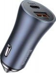 Greitaa automobilinia USB-C + USB įkroviklis 40W, pilkas