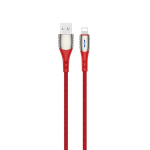 USB kabelis USAMS 'SJ303' raudonas 'Lightning' 120cm (su LED indikatoriumi)